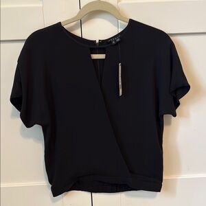 ✨BNWT!✨ Theory 100% Silk Black Wrap Short Sleeve Blouse